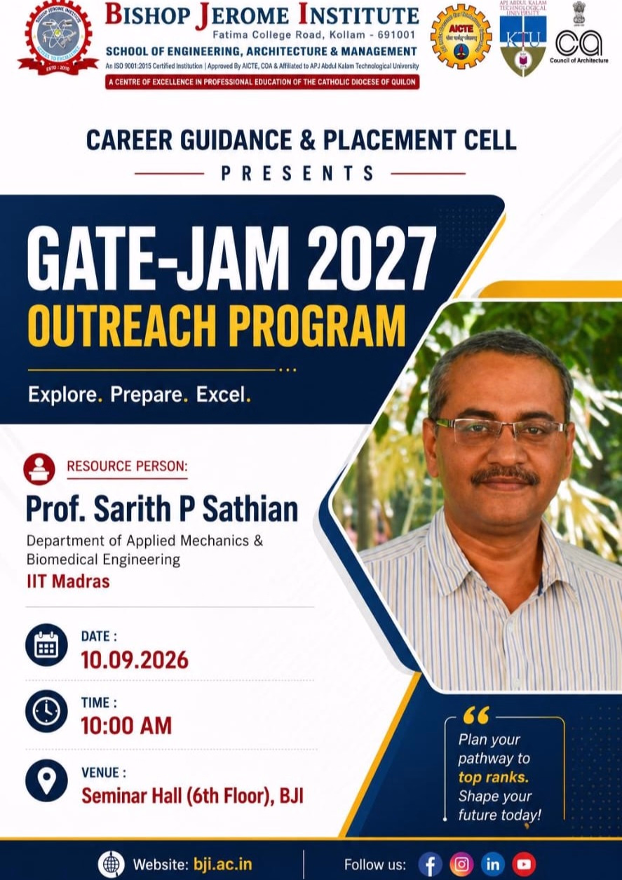 GATE-JAM 2027 Outreach Program by IIT Madras Speaker | Bishop Jerome Institute (BJI), Kollam